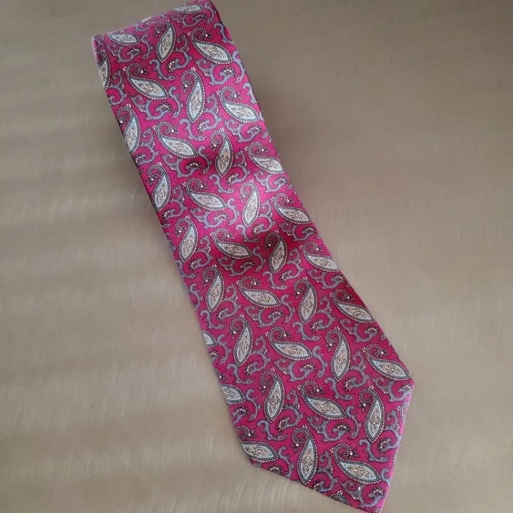 Vintage Christian Dior All Silk Paisley Necktie Burgundy Made in USA